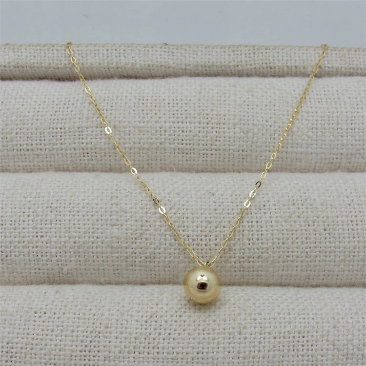 Trendy Sterling Silver Women S925 Gold Color Ball Pendant Necklace