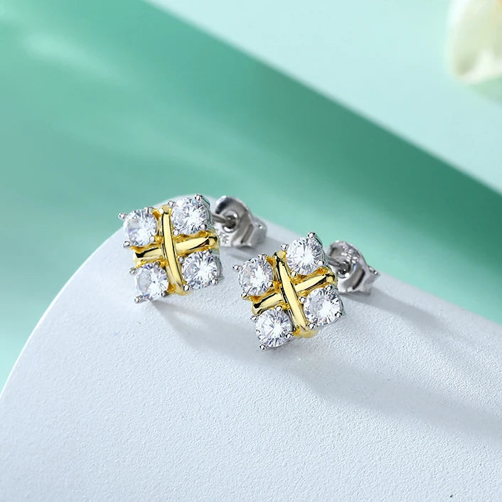 Luxury Diamond Cut Gold Plated Round Shaped Non Fading Jewelry Women Earrings 925 Silver
