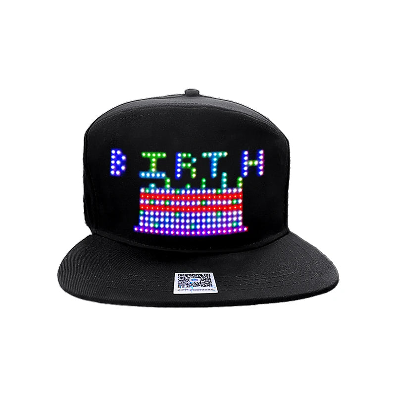 Full Color Led Message Cap USB Charging App Control Scrolling Message LED Display Gorras Snapback Programable Led Message Hat
