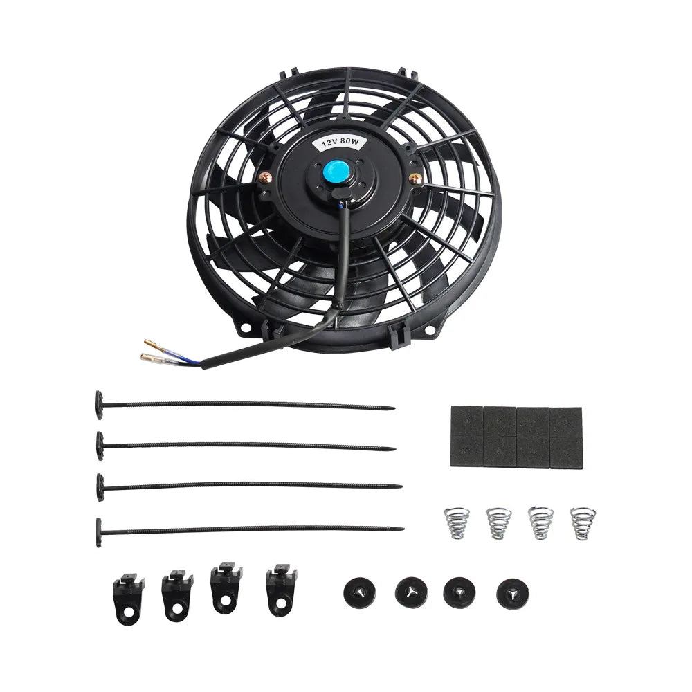 Universal 12V 80W Transmission Oil Cooling Aluminum Radiator Slim Fan Kit Car Fan