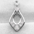 Sterling Silver 9*12mm Semi Mount Pendant Empty Frame Blank Support Setting S925 Base Holder Without Center Stone for DIY Inlay