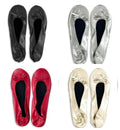 Soft Leather Portable Foldable Ballet Flats Shoes Roll up Dance Slippers for Travel