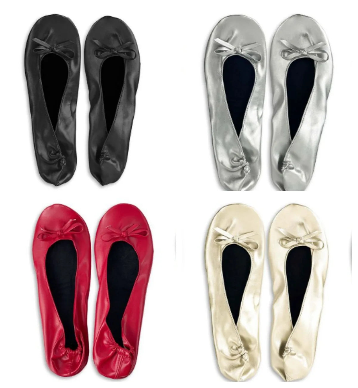 Soft Leather Portable Foldable Ballet Flats Shoes Roll up Dance Slippers for Travel