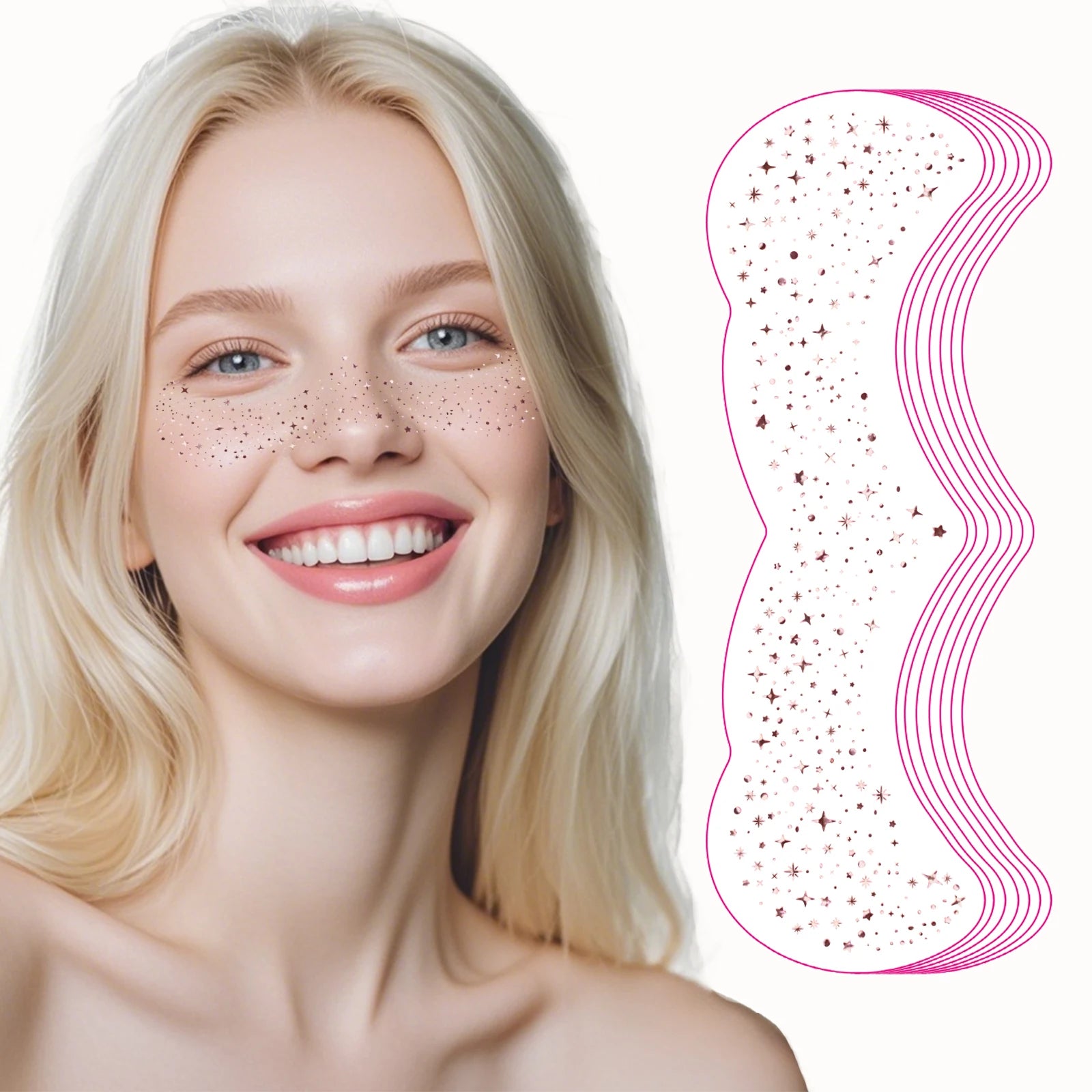 High Quality Temporary Face Tattoo Sticker Custom Sexy Freckles Metallic Gold Silver Rose Gold Fake Speckles Patches Printing