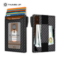 THUMBS-UP Carbon Fiber Slim ID Window RFID Blocking Short Length Pop up Minimalist Smart Aluminum Wallet for Men