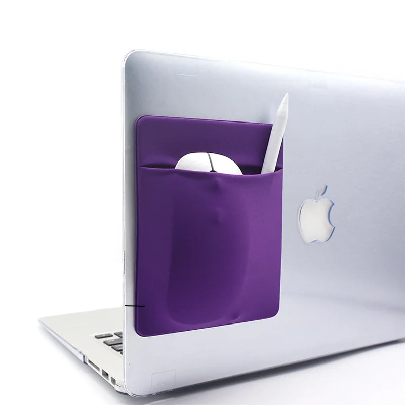 Ready to Ship Hot Sale Lycra Mouse Storage Pouch with Pen Pouch Stick on Laptop Slim Sleeve Holder Custom Logo 2 Colors