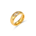 Trendy Geometric Oval Jewelry Women Stainless Steel Plated 18K Gold Zircon Round Ring