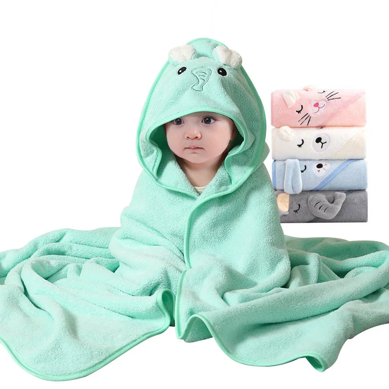 Ultra Absorbent Hooded Newborn Towel Bathrobe Premium Soft Microfiber Quick-Dry Eco-Friendly for Baby