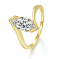 Silver 925 Sterling Moissanite Ring 1Ct Marquise Cut Yellow Gold Color Plated for Women