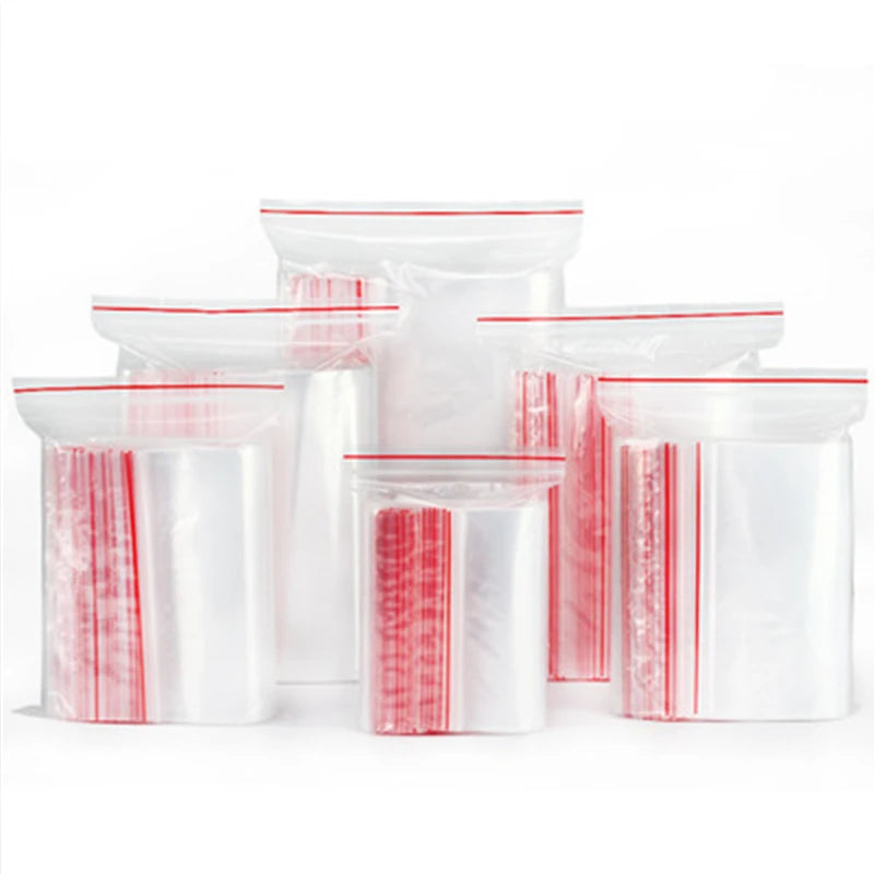 Factory Price 100pcs 12x18cm PE Jewelry Zip Lock Reclosable Plastic Clear Bags Factory Price Clear Food Gift Storage Kitchen Bag