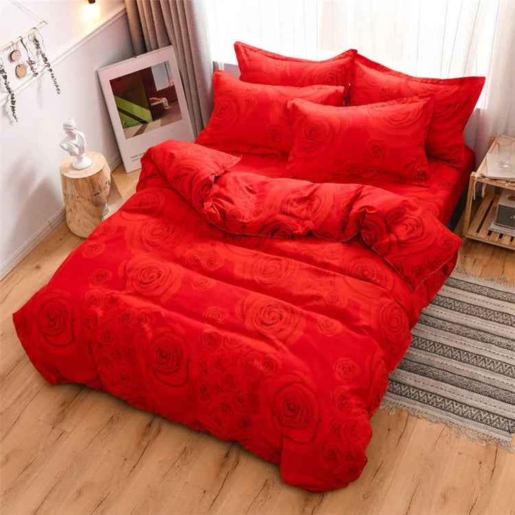 100% Polyester Comfortable Bedding Sets Modern Style Duvet Cover Bed Sheet Pillowcases Set for Home Use Folded Feature