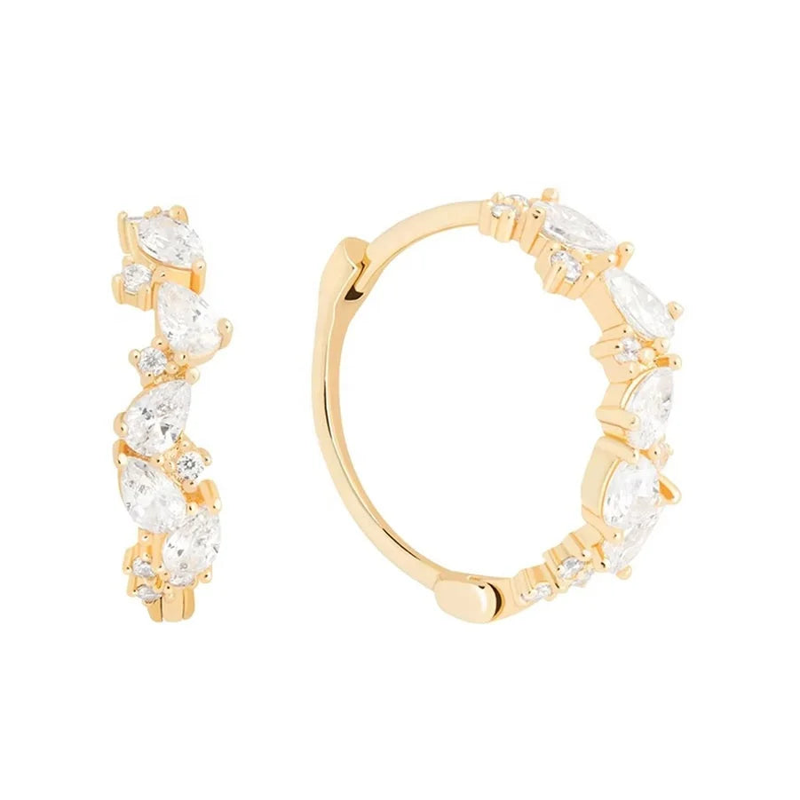 LOZRUNVE Trendy China Jewelry Manufacturer 18k Gold Plated 925 Silver Zircon Hoop Earrings