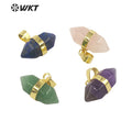WT-P1811 Delicate 18k Real Gold Plated Hexagon Pendant Color Stone Women Jewelry Accessory Pendant Natural Gemstone Pendant