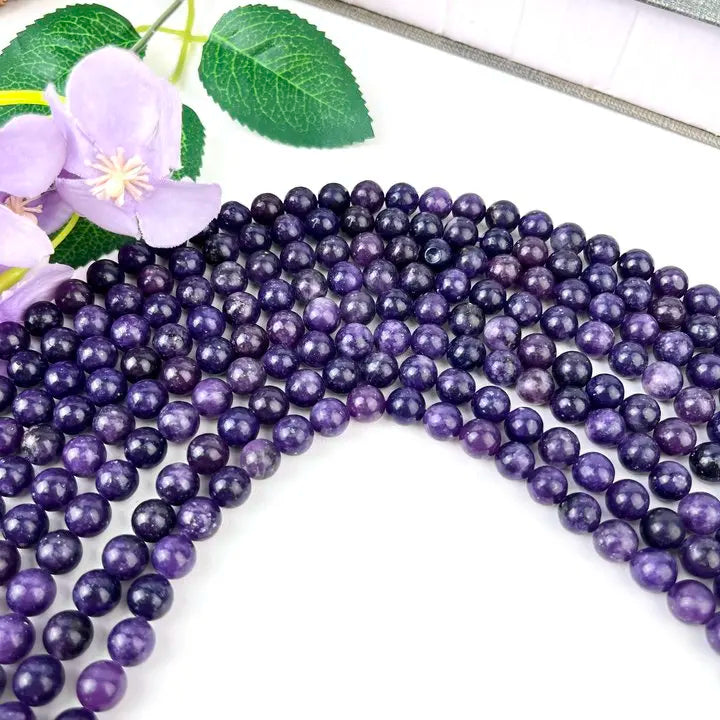 Natural Crystal Beads Wholesale Supplier Crystal Healing Stone Semi-finished Necklace Purple Mica Stone Necklace for Selling
