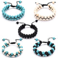 Trendy New Style Double Layer Beaded Boho Yoga Wrap Macrame Bracelet Mix Gemstone Yoga Bracelet