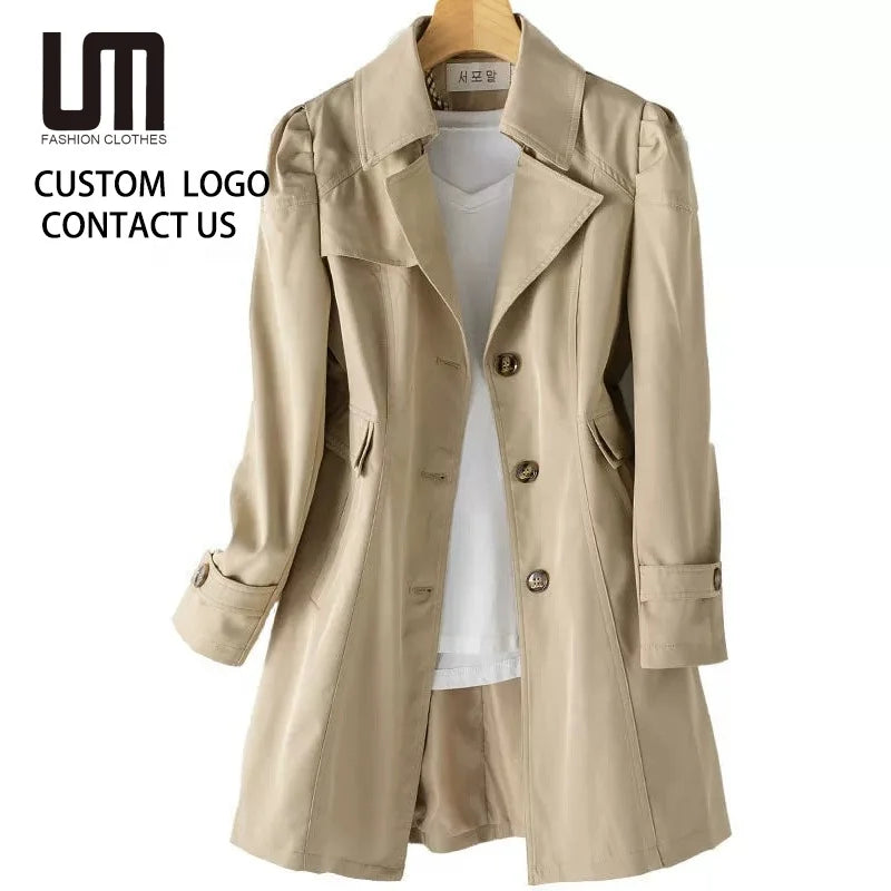 Liu Ming Korean Fashion New Products Trendy Women Casual Solid Color Loose Windproof Trench Coat
