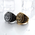 Popular Design Waterproof Gold Plated Oiled Ring Stainless Steel Embossed Large Eagle Ring for Men