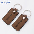 Laser Blank Rectangle Shape Leather Keychains Business Promotion Gifts Pu Leather Keychain