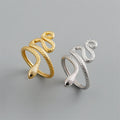 Fashion Fine Jewelry 925 Sterling Silver Snake Shape Open Adjustable Finger Ring for Women