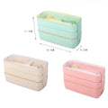 Reusable Eco-friendly Biodegradable Kid Wheat Straw School Food Container and Bento Lunch Box With Cutlery Microwave Safe