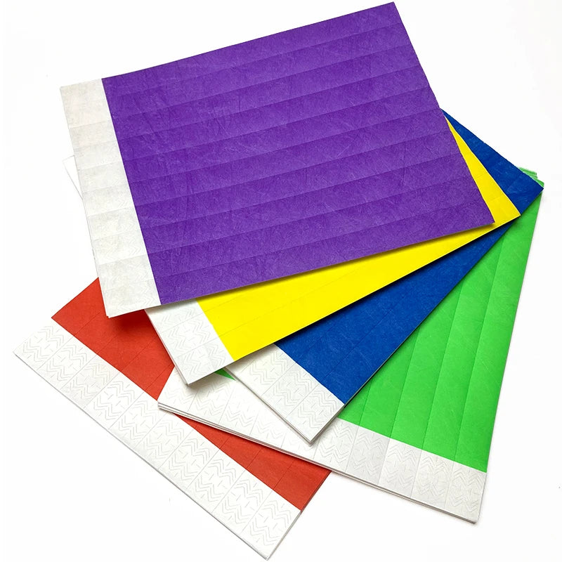 Premium Quality Fluorescent Color Prevent Reuse One Time Use Disposable Tyvek Wristbands Neon Party Bracelets