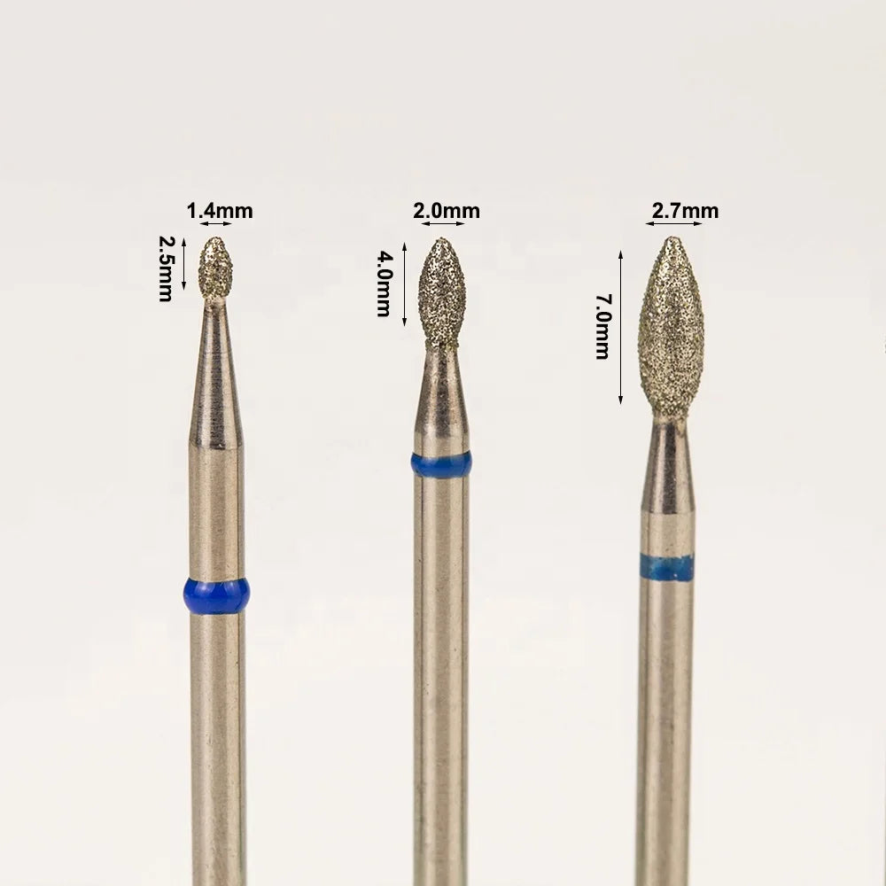 Fast Delivery Wholesale 3/32" Flame Drop Professional Efile Safety Russian Diamond Manicure Cuticle Drill Bits for Nails