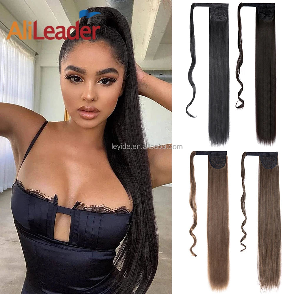 AliLeader 34inches Synthetic Ponytail Hair Extension Clip in Wig Hairpiece Wrap Around Ponytail for Black Women