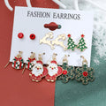 6 Pairs/Set Christmas Gift Statement Dangling Pearl Earring Hooks Set Fashion Women Jewelry Gold Plated Designer Drop Earrings