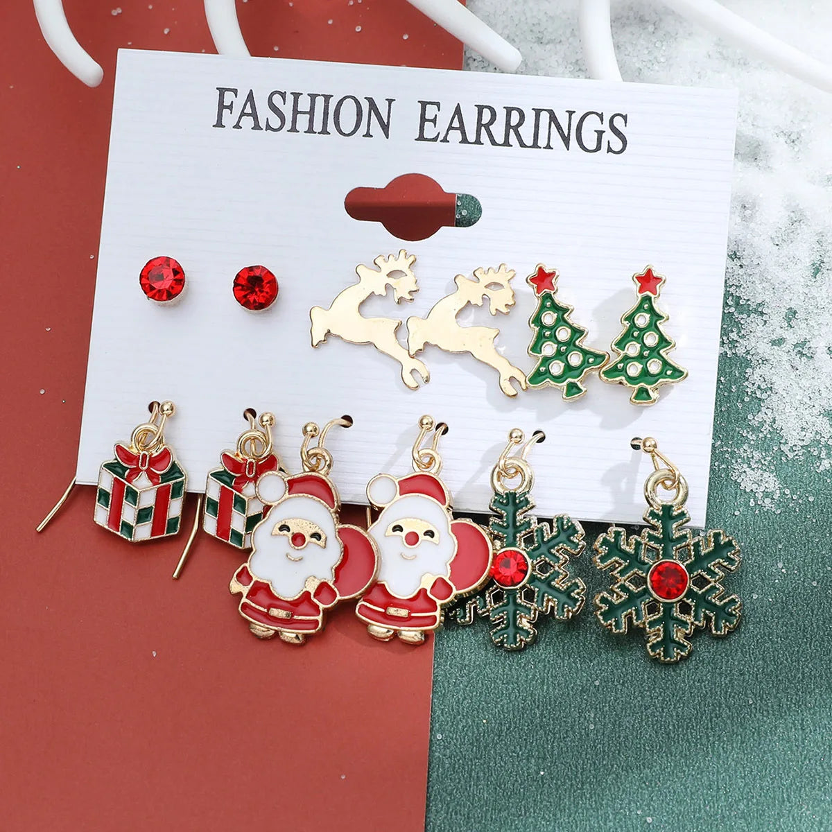 6 Pairs/Set Christmas Gift Statement Dangling Pearl Earring Hooks Set Fashion Women Jewelry Gold Plated Designer Drop Earrings