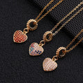 Handmade Collar De Corazon Rhinestones Copper Link Chain Necklace Heart Pendant Necklace for Women
