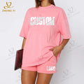 Streetwear Loose Custom T-Shirt and Shorts Sets Unisex Acid Wash T Shirts and Short Women Custom Clothing Sets Manufacturers