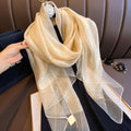 Luxury Ladies Polyester Silk Wool Blend Shawls Golden Thread Glitter Hijabs Solid Design Lightweight Summer Head Wraps Scarves