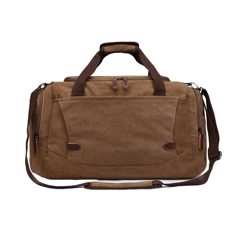 Online Wholesale Supplier Large Capacity Unisex Solid Color Luggage with Handbag Canvas Travel Bag