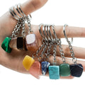 2026 Natural Stone Keychain Hand Made Red Jasper Tumbled Stone Keychain Tumbled Stone Key Ring For Gift