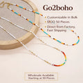 Go2boho Bohemian Miyuki Bead Necklace for Women Adjustable Handmade Lucky Rainbow Glass Beads Gold Plated Chain Holiday Jewelry