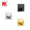 HF Wholesales OEM Household Stainless Steel Multifunctional Self Adhesive Heavy Duty Brushed/Black/Gold Single Wall Coat Hook