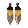 Fashion Earrings Trend 2022 Handmade Beaded Colored Rice Beads Statement Dangle Fringe Long Stud Bohemian Tassel Earrings