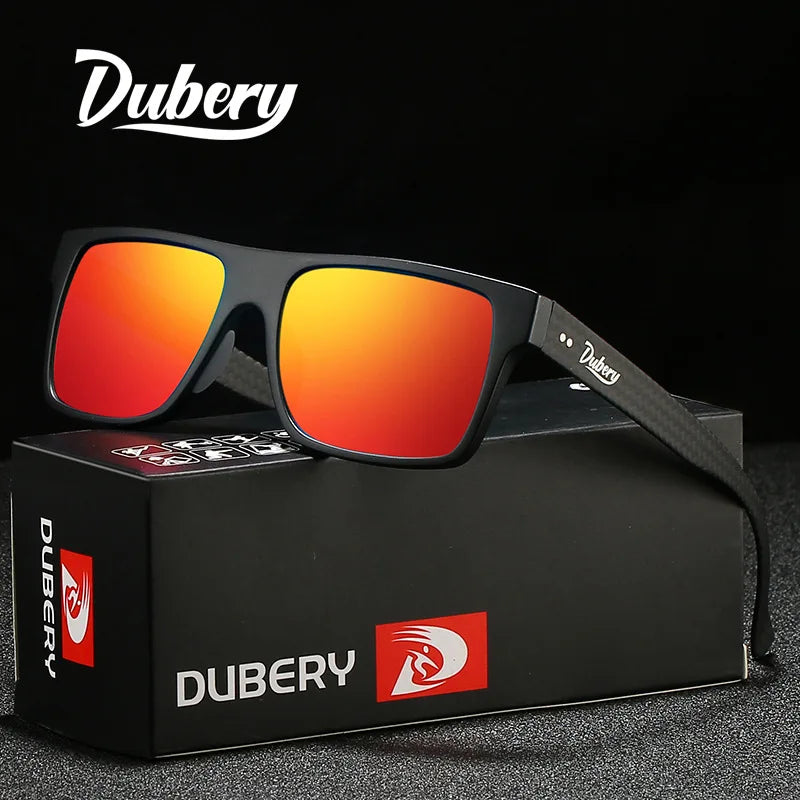 DUBERY New Design Carbon Fiber Polarized Sunglasses Outdoor Driving Sports Luxury square Sunglasses 2023