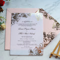 White Acrylic Wedding Invitation pink Envelope with Printed Flowers