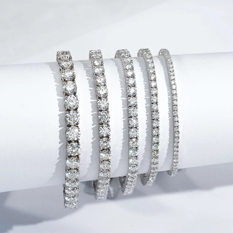 DEF GH Synthetic Moissanite Stone Yellow White Gold Plated 925 Silver Tennis Bracelet Ready to Ship