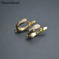 Small Fish Shape Simple Twinkling Brass Metal 18K Gold Plated CZ Paved Jewelry Accessories Hook Clasps for Dangle Earring Making