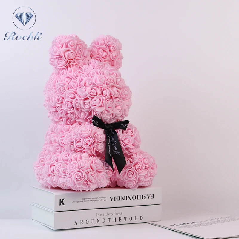 Factory Direct 25cm 40cm Rose Rabbit Preserved Flower Gift Box for Weddings and Valentine's Day Year of Rabbit Gift