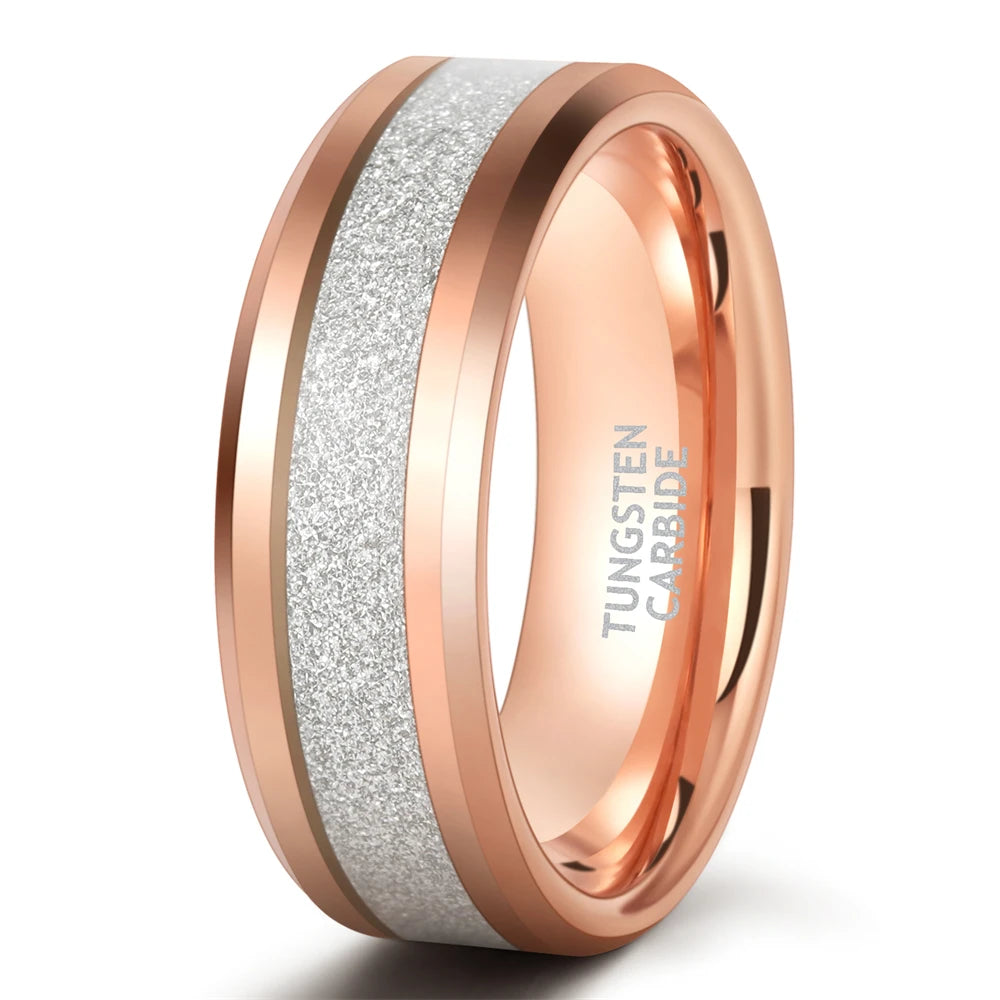 OAHLAN 8mm Green/Rose Gold/Blue Tungsten Rings Romantic Tungsten Steel Rings for Men's Party Rings Dropshipping