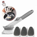 Plastic Soap Dispenser Pot Scrubber Kitchen Clean Sink Pan Brush Soap Dispensing Sink Dish Brush with 2 Replacement Sponge Head