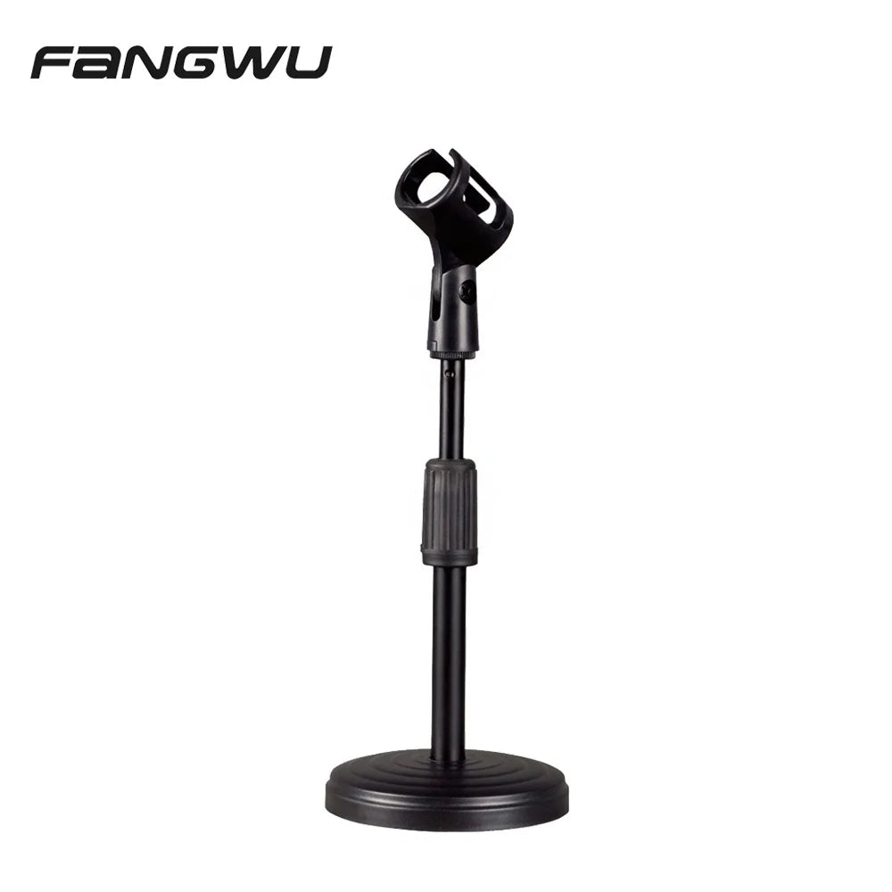 Round Base Desktop Table Microphone Mic Holder Stand with Clip