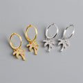 Summer Fashion 18k Gold 925 Sterling Silver Palm Tree Zircon Hoop Earrings for Women