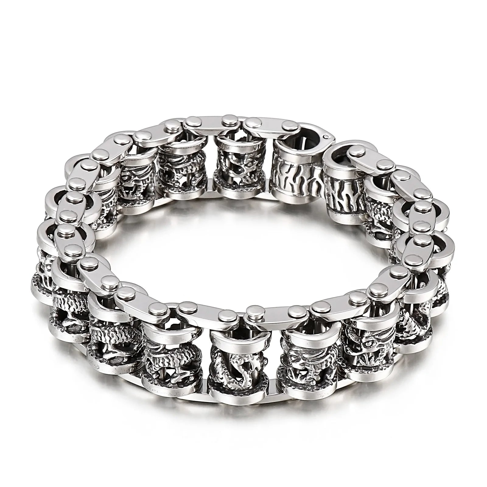 KALEN Charm Bracelet Domineering Men Bicycle Biker Dragon Stainless Steel Bangle Bracelets Jewelry