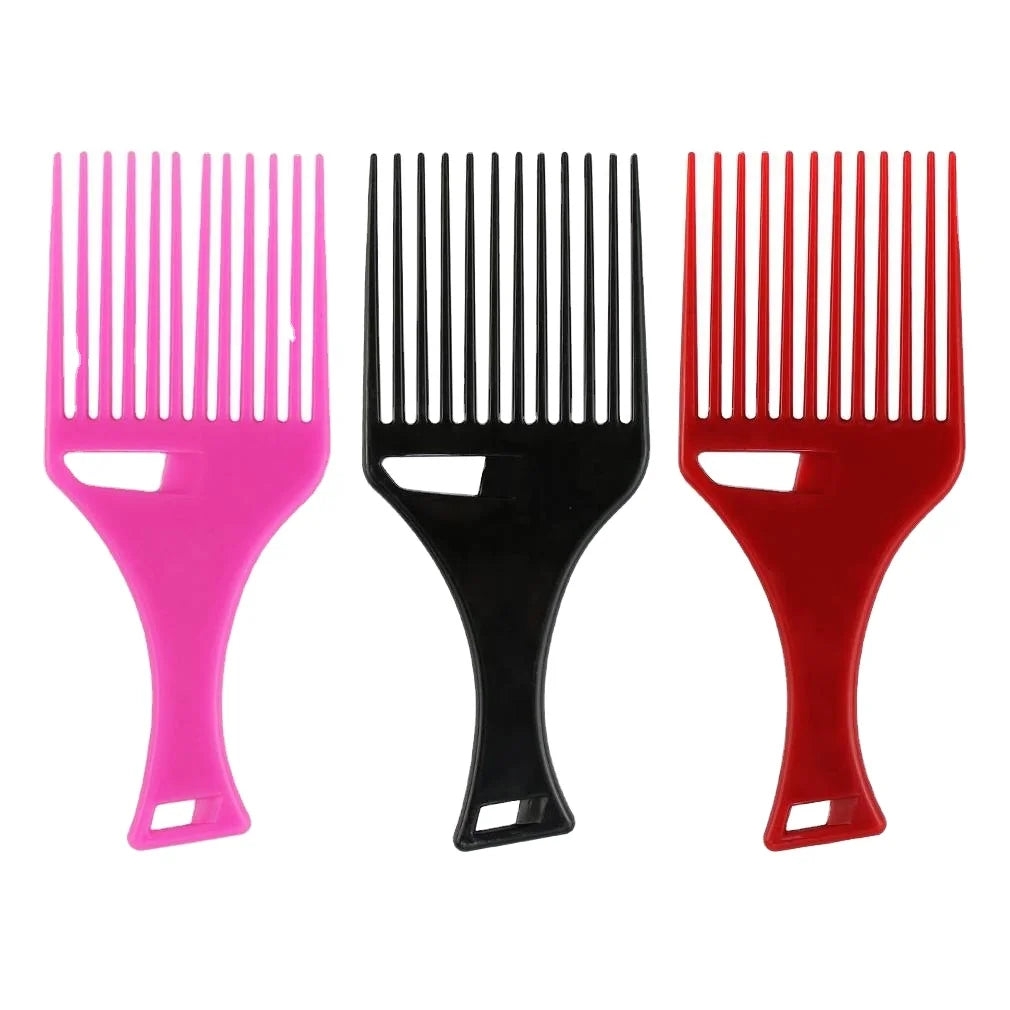 Custom Logo Afro Pick Hair Beard Comb Wide Tooth Plastic ABS Handle Home & Salon Use Factory Price Salon Beauty Packaging