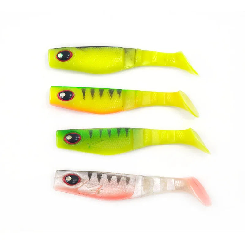 Alpha15 Colors  Artificial T-Tail Soft Fish Lure 3D Eyes Paddle Tail Bait Soft Fishing Lure