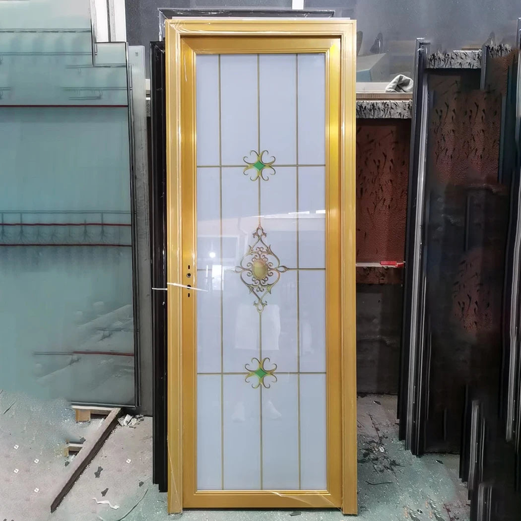 TECHTOP Anti-Theft Modern Aluminum Alloy Tempered Glass Toilet Door with Finished Surface